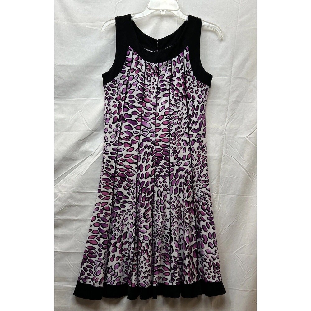 Lily Dress Size 12 Pink Purple Leopard Animal Print Sleeveless Stretch Black